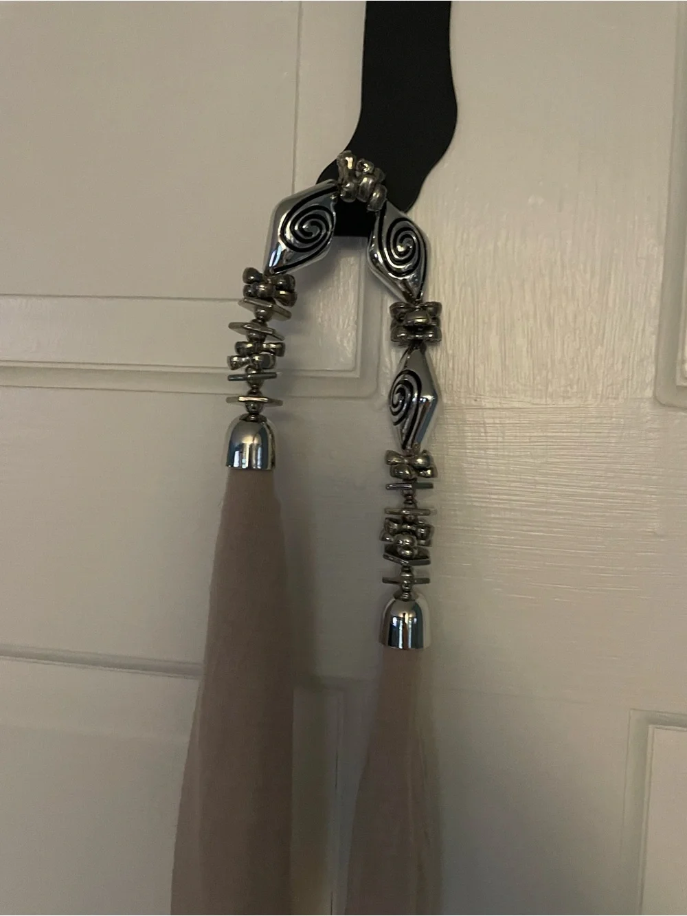 Neutral Beige Decorative lightweight Scarf with silver accents